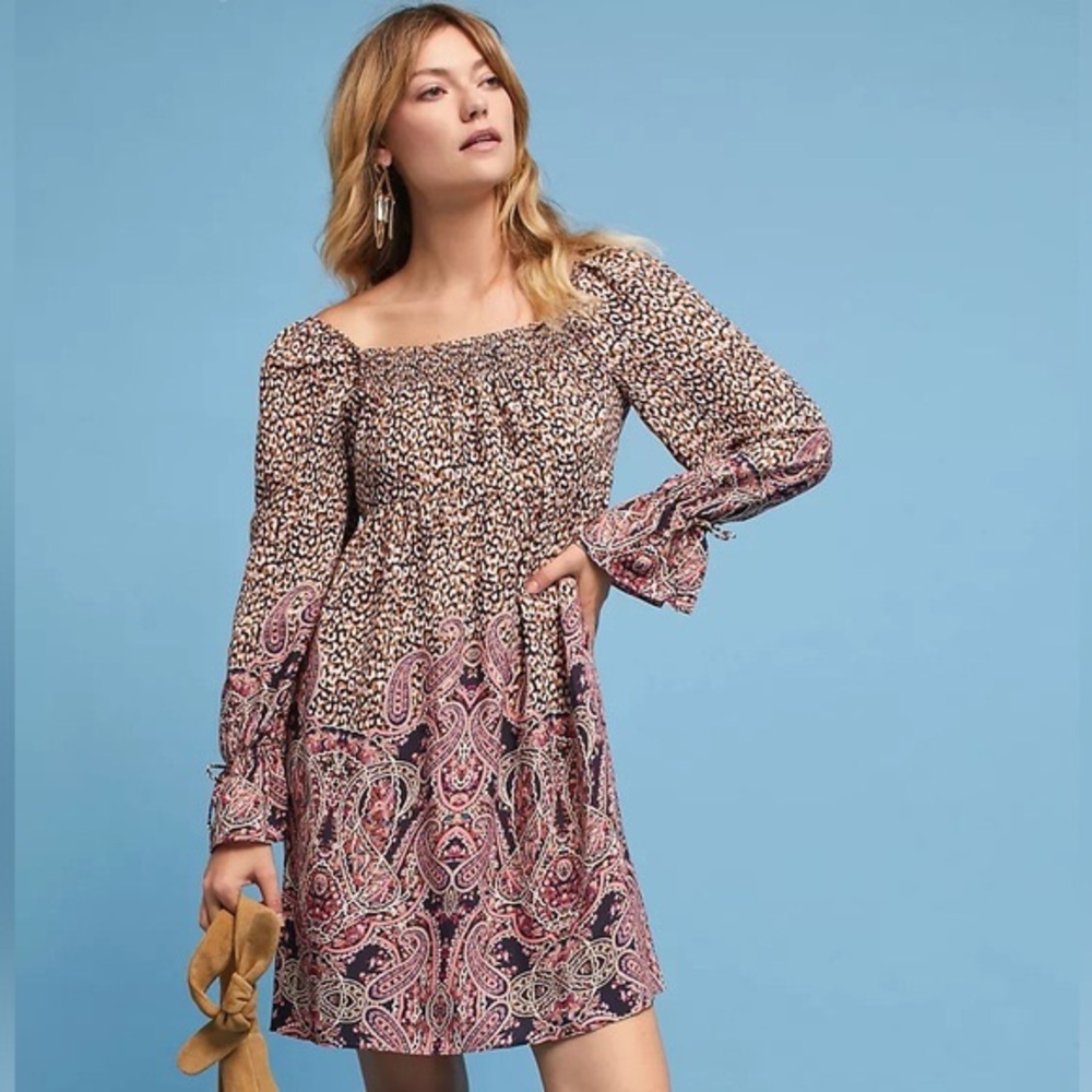 MAEVE ANTHROPOLOGIE‎ Milou Summerdress Mini Dress Paisley Print Size XS